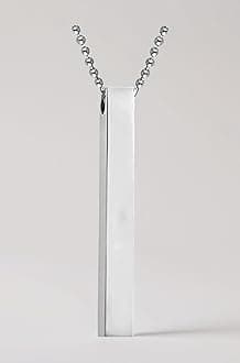 Men's Jewellery 3D Cuboid Vertical Bar/Stick Stainless Steel Black Silver Locket Pendant Necklace Chain For Boys and Men Unisex Birthday Gift Anniversary Love Gift Silver Chain Necklace