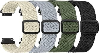 4 Pack Braided Stretchy Adjustable Straps 16mm 18mm Quick Release for Women Men,Sport Elastic Nylon Cloth Wristbands Band Width 16mm 18mm
