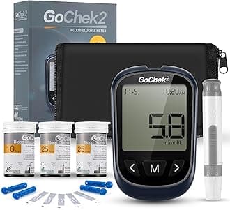 Blood Glucose Monitor Meter Diabetes Test Kit [2023 Upgrade] with Hypo and Ketone Warning, Meal Marker, 500 Memories, Blood Sugar Tester with 60 Test Strips and 60 Lancets - in mmol/L