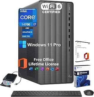 Envy Desktop PC Tower, Intel 20-Core i7-14700(Up to 5.4GHz), Office Lifetime, 32GB RAM, 1TB SSD, 2TB HDD, Windows 11 Pro, Intel UHD Graphics 770, External DVD Drive, Wi-Fi 6, W/Accessories
