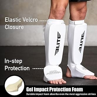 Muay Thai MMA Kickboxing shin Guards, Elite Sports Instep Guard Sparring Protective Leg shin Kick Pads for Adults, Kids, Youth