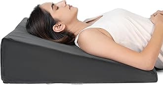 FOVERA Bed Wedge Pillow with Memory Foam, Back Support Cushion for Acid Reflux, GERD, Snoring, Post Surgery, Pregnancy and Relaxing in Bed (Velvet Dark Grey, Medium - 26 x 24 x 7 Inch, Pack of 1)