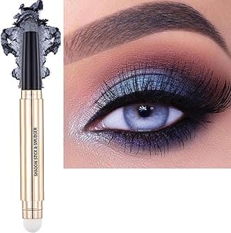 Silver Smokey Grey Eyeshadow Stick Makeup Cream Shimmer Glitter Matte Single Primer Smooth Eyeshadow Pencil Hypoallergenic Natural Waterproof Long Lasting Eye Shadow Multi-Dimensional Eyes Look