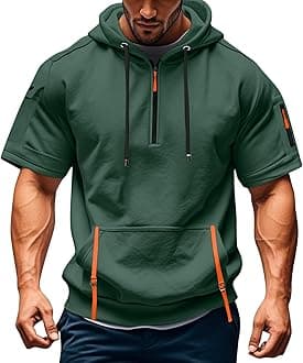 Hoodies for Men Quarter Zip Hoodie Lightweight Sweatshirt Pullover Oversized Hooded Tshirts with Pocket