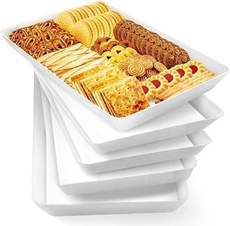 WOWBOX 5 pcs Serving Tray for Entertaining, Serving Platters for Fruit, Cookies, Dessert, Snacks, Reusable Plastic Trays for Serving Food and Pantry Organization in Kitchen & for Parties