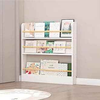 Wooden 3/4/5/6 Tier Behind The Door Bookshelf, Tall Narrow Floor Standing Bookcase, Space-Saving Storage Organizer for Books, Bedroom, Living Room, Office White 47.2x3.9x35.0