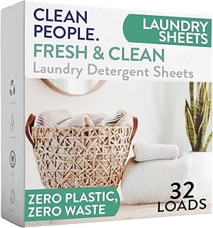 – Clean People Laundry Detergent Sheets - Recyclable Packaging, Hypoallergenic, Stain Fighting - Ultra Concentrated, Laundry Soap - Fresh Scent, 32 Pack