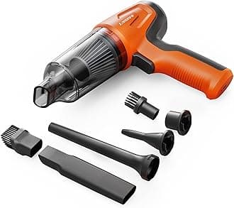 12kPA Powerful Suction 80W Wireless Hand Vacuum & Air Blower 2-in-1 Wireless Vacuum Cleaner, BLDC Motor HEPA Filter, Compact & Lightweight for Car, Home use, & Pet Hair (Mini Vac 02, Orange)
