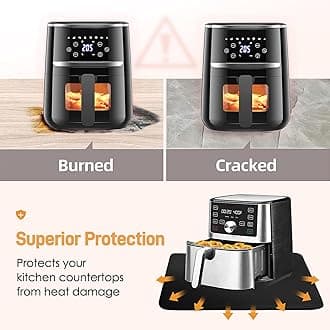 Heat Resistant Mat for Air Fryer, 21 x 29.5in Heat Resistant Mat for Countertop, Fireproof Silicone Countertop Protector Appliance Slider for Air Fryer, Coffee Maker, Toaster, Oven (Black)