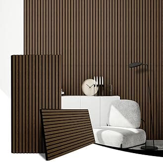 AKK-Star Wood Slat Acoustic Panels (2 Pack/47.2"x23.6"/Covers 15.5 Sq. Ft.) – 3D Textured Wall Panels for Noise Reduction & Modern Decor, Soundproof Panels for Living Room & Bedroom(5# Smoked Oak)