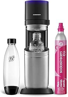 SodaStream E-Duo Sparkling Water Maker (Black) with 60L CO2, 1 BPA- Free Carbonating Bottle and (1)1L Glass Bottle