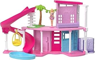 Barbie HYF45 Mini Barbie Land Dream House with 1 Micro Doll Doll House, Pretend Play, Doll House, 6 Years Old and Up, Pink