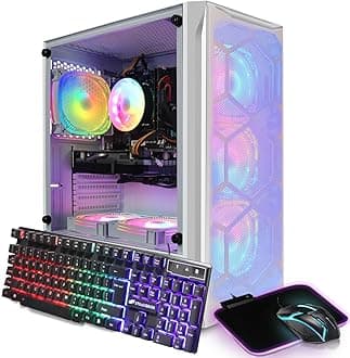 STGAubron Gaming PC, Radeon RX 5600 XT 6G GDDR6, Intel Core i7 up to 3.9G, 16G RAM, 1T SSD, 600M WiFi, BT 5.0, RGB Fan x6, Windows 10 Home, White
