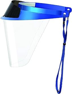 Space Blue, Pac-Dent iVisor Plus Reusable Face Shield Kit, Full Face Protective Shield with Anti-Fog Coating and Cinch Cord, Adjustable to Comfortably Fit All Head Sizes, Space Blue