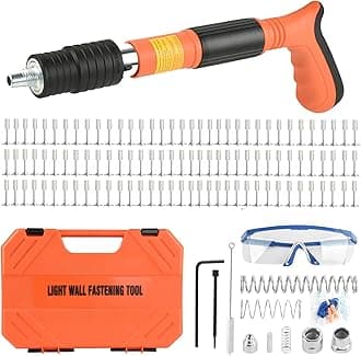 Concrete Nail Gun Kit with 110 Nails, 5 Speeds Adjustable Manual Steel Nail Gun, Portable Nail Wall Shooting Machine, Fixing Tool, Wall Anchor Wire Slot Device