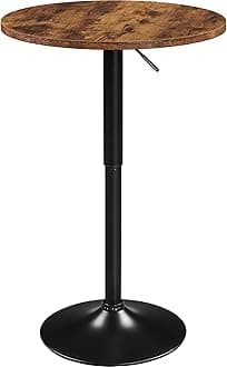 Yaheetech Round Bar Table for Cocktail Bar Home Bar Pub Coffee Tea Dining Bistro Table, Rustic Brown
