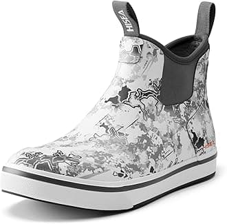 HISEA Men's Deck Rain Boots Saltwater Fishing Booties Waterproof Ankle Rain Boots with High Traction