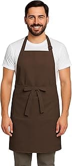 Apron for Men Women Chef Cooking Restaurants Gardening Workshop, Barbers with Adjustable Strap and Two Pockets