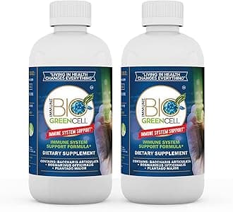 Immune Bio Green Cell - 8 oz, 2 Pack - Immune System Support - Includes Vitamin C, Carqueja, Rosemary & Broadleaf Plantain - Non-GMO, Vegan & Gluten Free - 240 Total 2mL Servings