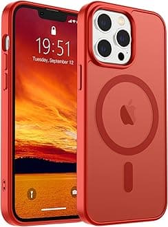 SUPFINE Magnetic for iPhone 13 Pro Case (Compatible with MagSafe) (Military Grade Drop Protection) Slim Translucent Matte Shockproof with Anti-Fingerprint Phone Case,Red