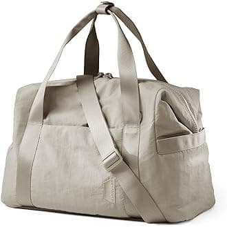 BAGSMART BAGSMART Gym Bag for Women, Carry on Weekender Overnight Bag, Travel Duffel Bags with Trolley Sleeve, Personal Item Travel Bag Tote Bag Workout Dance Bag(Beige-Large)