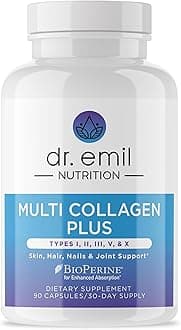 DR. EMIL NUTRITION Women's Multi Collagen Pills | Collagen Supplements | Support Hair, Skin, Nails & Joints | Hydrolyzed Collagen Supplements | Types I, II, III, V & X | 90 Capsules