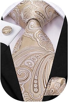 Paisley Floral Ties Set for Men Silk Mens Stripes Necktie Pocket Square Cufflinks Set Formal Business