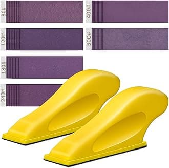 Finger Sander for Crafts, 2 Pack Mini Micro Gator Sander for Crafts with 60 Sheets 3.5 x 1 Inch Sandpaper 80 120 180 240 400 600 Grit Sanding for DIY Wood Finishing Tight Narrow Polishing