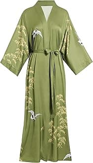 Long Soft Lightweight Silky Kimonos Robes for Women, Luxury Japanese Floral Womens Kimono Robe