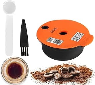 Honeyhouse Reusable Coffee Capsules, Compatible with Bosch Tassimo Machines,Refillable Coffee Filter,Coffee Pods with Readable Barcode (220 ML), A-orange