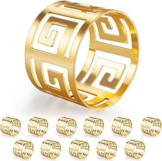 Luxurious Hollow Out Design Napkin Rings Holder Elevate Your Dining Experience with Exceptional Craftsmanship Set of 12 for Wedding Dinning Birthday Parties (Gold)
