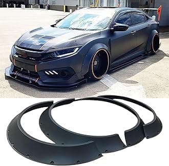 4PCS Universal Fender Flares, Wide Body Kit Flexible Fender Flares Wheel Body Kit for Cars Compatible with Dodge Charger Challenger Honda Civic Accord Toyota Corolla Camry VW Audi Acura TSX