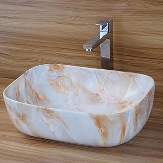SOYO Ceramic Wash Basin For Home, Kitchen Over Counter Based Basin | High Glossy | Easy To Clean | Stain Resistance | Wash Basin For Bathroom, Living Room, Home | Cream, (18 X 13)
