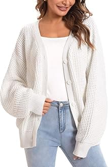 QUALFORT Cardigan Sweaters for Women 100% Cotton Button-Down Oversized Knit Outerwear Fall Tops for Women 2026