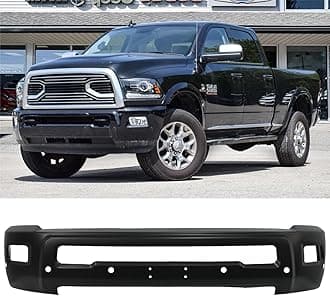 Front Bumper Compatible with 2010-2018 Dodge Ram 2500/3500, Black Truck Automotive Steel Replacement Bumpers Face Bar, with Fog Light Holes & Sensor Holes (Style F)