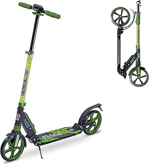 Adult & Teen Scooter Adjustable Height, Folding, Large Wheels, Lightweight, Durable, Anti-Shock Suspension, Up to 220 lbs
