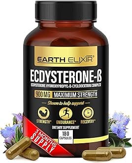 Earth Elixir Ecdysterone Supplements 900mg (180Capsules) – Made in USA - Muscle Building Supplements for Men w/ 95% Beta Ecdysterone w/Hydroxypropyl-β-Cyclodextrin for Enhanced Bioavailability
