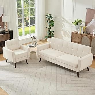 Tbfit Mid Century Modern Sofa Couch, Beige, Standard Sofa & Accent Chair