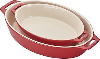 STAUB Ceramics Oval Baking Dish Set, 2-piece, Cherry