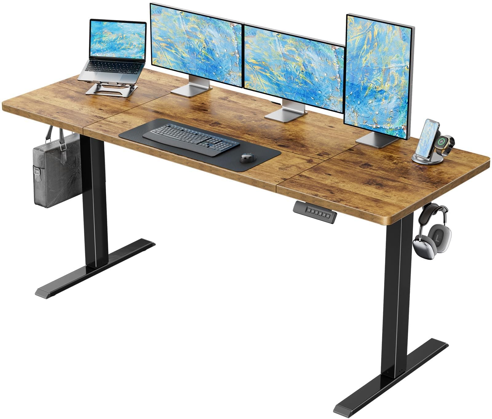 63x24 Electric Standing Desk - Adjustable Height Computer Desk with Memory Presets, Storage Bag & Cable Management for Home Office & Gaming Workstations