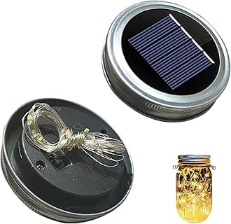 Solar Lights Replacement Top Parts for Outdoor Solar Watering Can Hanging Lanterns with 90 LED String Lithgs Detachable Connector (Warm White ) (2PCS for Mason Jar)