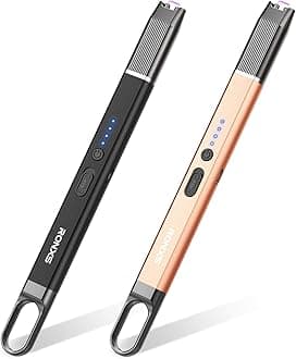 RONXS 2 Pack USB Electric Arc Lighter, Rechargeable, Windproof, Flameless, Multi-purpose, Modern, Multicolor Plastic Lighter