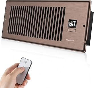 BIOWIND Quiet Register Booster Fan Fits 4" x 12" Register Holes, 10-Speed Smart Heating Cooling AC Vent Fan with Remote Control and Thermostat Control - Bronze
