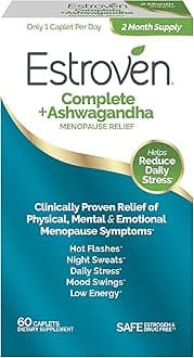 Complete + Ashwagandha Multi-Symptom Menopause Supplement for Women - 60 Ct. - Clinically Proven Ingredients Provide Menopause Relief & Night Sweats + Hot Flash Relief* - Drug-Free & Non-GMO