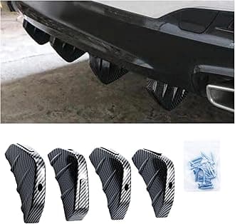 Augeny 4PCS Car Rear Lower Bumper Wing Lip Diffuser, Anti-Crash Auto Shark Fin Spoiler Protector with Mounting Screws, Universal Rear Bumper Lip Diffuser Kit for Car SUV Truck (Carbon Fiber)