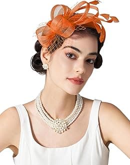 Fascinators Headband with Feather, Women's Tea Party Hat for Kentucky Derby, Cocktail, Wedding, Fancy Dress Party