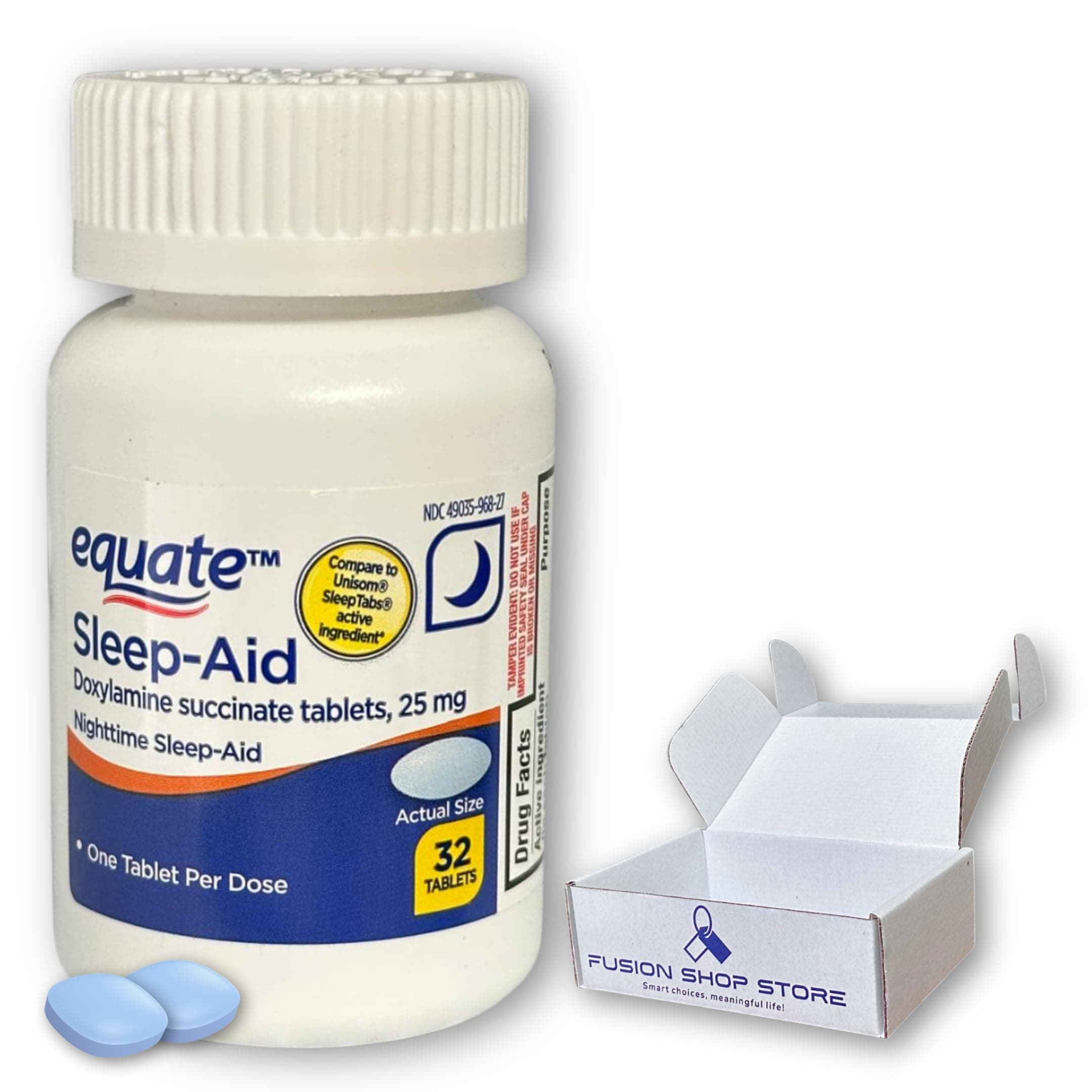 Doxylamine Succinate- Tablets Nighttime 32 Count Sleep Aid 25mg (Pack of 1), Boxed by Fusion Shop Store