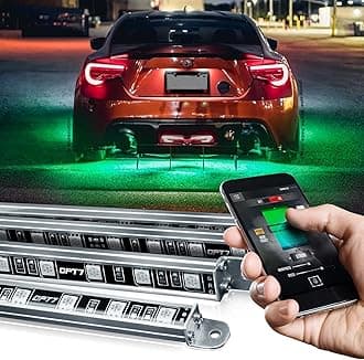 OPT7 Aura Pro Underglow LED Lights with APP & Remote Control, RGB Multicolor Mode, Music Sync, 4 PCS Waterproof Rigid Aluminum Light Bar, Exterior Underbody Lighting Kit Universal Fit for Car Truck RV