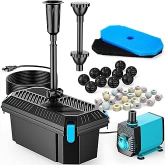 Pond Filter with Water Pump for Outdoor Ponds, 40W Koi Pond Pump and Filter