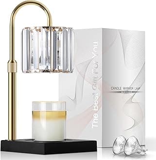 Candle Warmer Lamp, Wax Warmer Lamp with 2 Bulbs & Timer & Dimmer 7-Levels, Compatible Most Jar Candles, Candle Top Melting, Cystal Candle Heater Lamp for Scented Wax, Elegant Home Decoration, Black